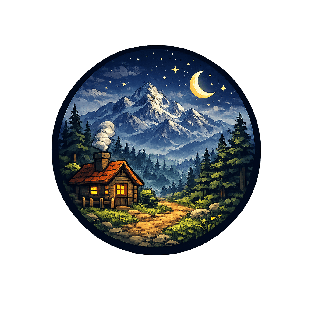 Worple logo: a cozy night cabin scene inside a circular badge.